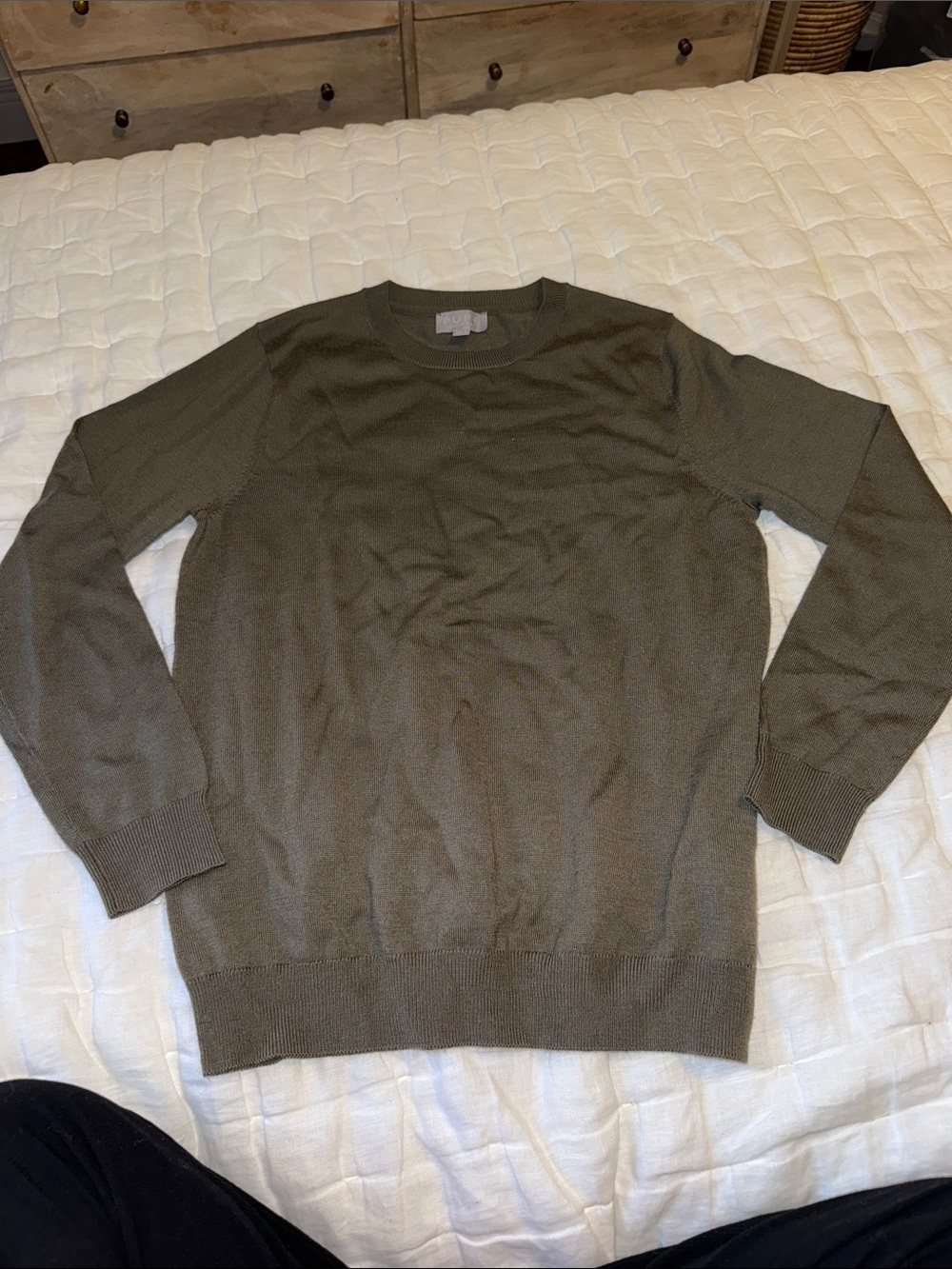 Pure Collection Men's Crewneck Sweater in Olive